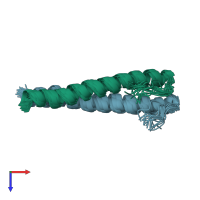 PDB entry 5huz coloured by chain, ensemble of 20 models, top view.