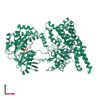 PDB entry 5hv1 coloured by chain, front view.