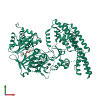 PDB entry 5hv3 coloured by chain, front view.