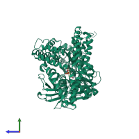 PDB entry 5hv3 coloured by chain, side view.