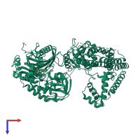 PDB entry 5hv3 coloured by chain, top view.