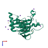 PDB 5hv4 coloured by chain and viewed from the top.