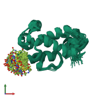 PDB entry 5hv8 coloured by chain, ensemble of 20 models, front view.