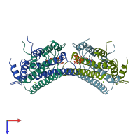 PDB entry 5hva coloured by chain, top view.