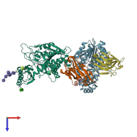 PDB entry 5hvg coloured by chain, top view.
