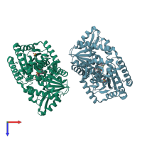 PDB entry 5hvl coloured by chain, top view.