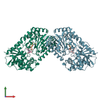 PDB entry 5hvm coloured by chain, front view.