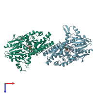 PDB entry 5hvm coloured by chain, top view.