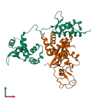 PDB entry 5hvq coloured by chain, front view.