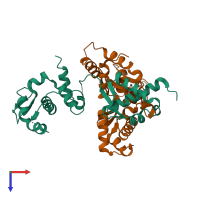 PDB entry 5hvq coloured by chain, top view.