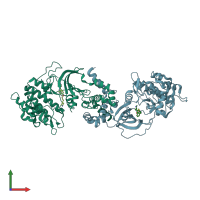 PDB entry 5hvu coloured by chain, front view.