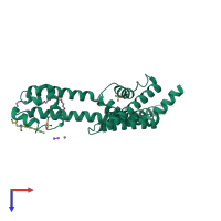 PDB entry 5hvx coloured by chain, top view.