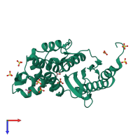 PDB entry 5hw3 coloured by chain, top view.