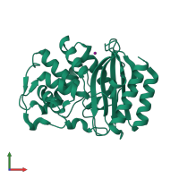 Monomeric assembly 1 of PDB entry 5hw5 coloured by chemically distinct molecules, front view.