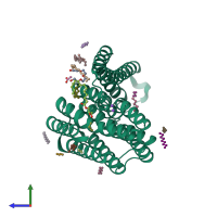 PDB entry 5hwy coloured by chain, side view.