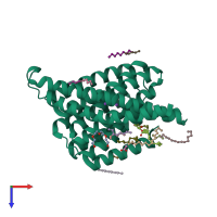 PDB entry 5hwy coloured by chain, top view.