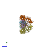 PDB entry 5hxb coloured by chain, side view.