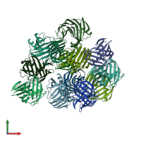 PDB entry 5hxv coloured by chain, front view.
