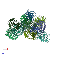 PDB entry 5hxv coloured by chain, top view.