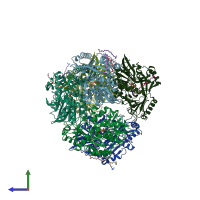 PDB entry 5hxw coloured by chain, side view.