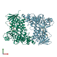 PDB entry 5hy5 coloured by chain, front view.