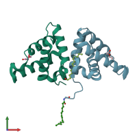 PDB entry 5hyb coloured by chain, front view.