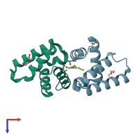 PDB entry 5hyb coloured by chain, top view.