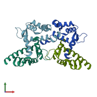 PDB entry 5hyd coloured by chain, front view.