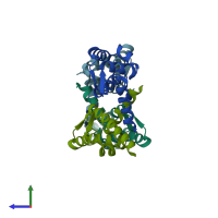 PDB entry 5hyd coloured by chain, side view.