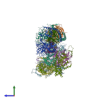 PDB entry 5hyn coloured by chain, side view.