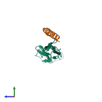 PDB entry 5hyp coloured by chain, side view.