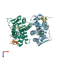 PDB entry 5hyr coloured by chain, top view.