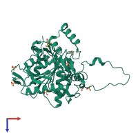 PDB entry 5hz2 coloured by chain, top view.