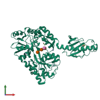 PDB entry 5hz7 coloured by chain, front view.