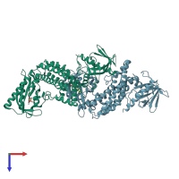 PDB entry 5hzi coloured by chain, top view.