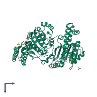 PDB entry 5hzr coloured by chain, top view.