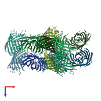 PDB entry 5hzs coloured by chain, top view.