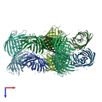 PDB entry 5hzt coloured by chain, top view.