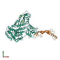 PDB entry 5hzw coloured by chain, front view.