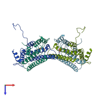 PDB entry 5hzz coloured by chain, top view.
