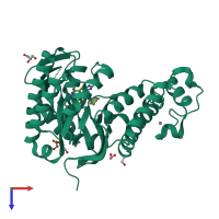 PDB entry 5i02 coloured by chain, top view.