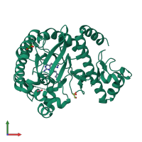 PDB entry 5i03 coloured by chain, front view.