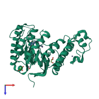 PDB entry 5i03 coloured by chain, top view.