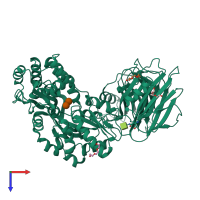 PDB entry 5i04 coloured by chain, top view.