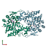 PDB entry 5i07 coloured by chain, front view.