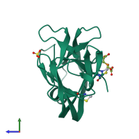 PDB entry 5i0a coloured by chain, side view.