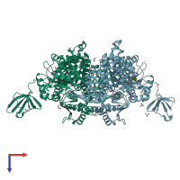 PDB entry 5i0h coloured by chain, top view.