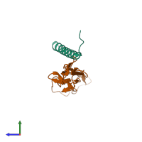 PDB entry 5i0q coloured by chain, side view.