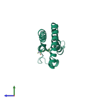 PDB entry 5i1q coloured by chain, side view.