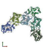 PDB entry 5i20 coloured by chain, front view.